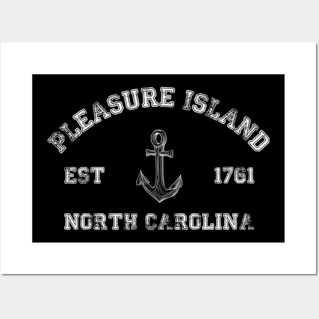 Pleasure Island, North Carolina Vintage Nautical Anchor Retro Wall Art by Contentarama